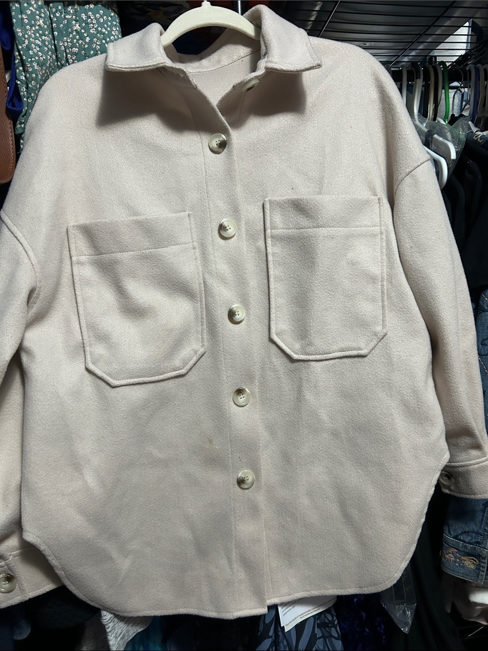 Light Cream Button-Up Utility Shacket